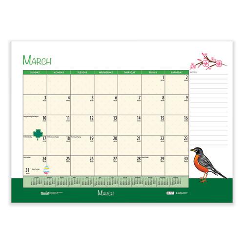 Recycled Desk Pad Calendar, Illustrated Seasons Artwork, 22 x 17, Black Binding/Corners,12-Month (Jan to Dec): 2024. Picture 8