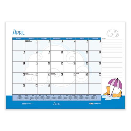 Recycled Desk Pad Calendar, Illustrated Seasons Artwork, 22 x 17, Black Binding/Corners,12-Month (Jan to Dec): 2024. Picture 9