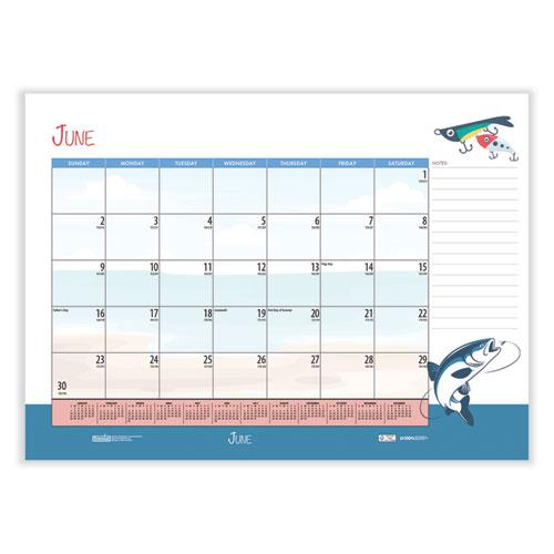 Recycled Desk Pad Calendar, Illustrated Seasons Artwork, 22 x 17, Black Binding/Corners,12-Month (Jan to Dec): 2024. Picture 11