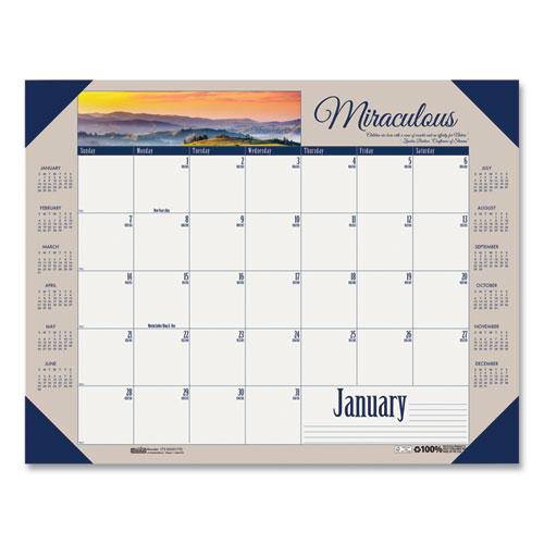 Earthscapes Recycled Monthly Desk Pad Calendar, Motivational Photos, 22 x 17, Blue Binding/Corners, 12-Month (Jan-Dec): 2024. Picture 2