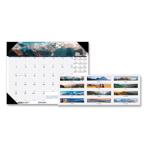 Earthscapes Recycled Monthly Desk Pad Calendar, Mountains of the World Photos, 22 x 17, Black Corners,12-Month(Jan-Dec): 2024. Picture 1