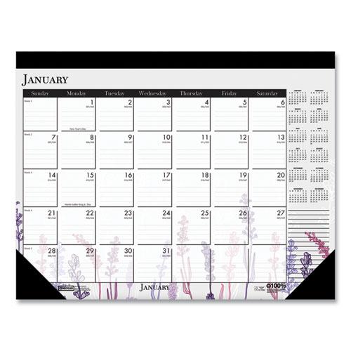 Recycled Desk Pad Calendar, Wild Flowers Artwork, 22 x 17, White Sheets, Black Binding/Corners,12-Month (Jan-Dec): 2024. Picture 2