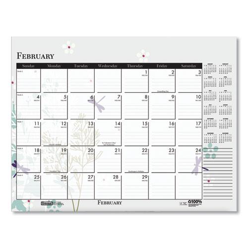 Recycled Desk Pad Calendar, Wild Flowers Artwork, 22 x 17, White Sheets, Black Binding/Corners,12-Month (Jan-Dec): 2024. Picture 7