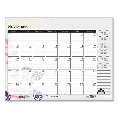 Recycled Desk Pad Calendar, Wild Flowers Artwork, 22 x 17, White Sheets, Black Binding/Corners,12-Month (Jan-Dec): 2024. Picture 5