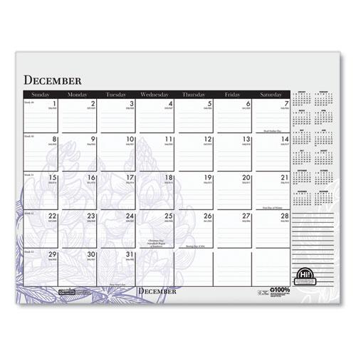 Recycled Desk Pad Calendar, Wild Flowers Artwork, 22 x 17, White Sheets, Black Binding/Corners,12-Month (Jan-Dec): 2024. Picture 6