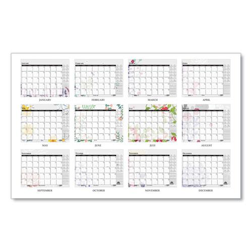 Recycled Desk Pad Calendar, Wild Flowers Artwork, 22 x 17, White Sheets, Black Binding/Corners,12-Month (Jan-Dec): 2024. Picture 4