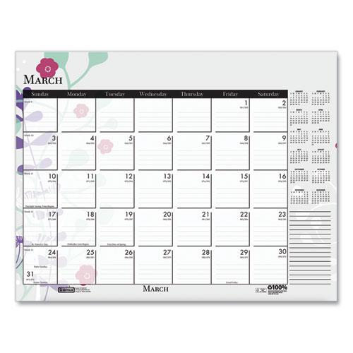 Recycled Desk Pad Calendar, Wild Flowers Artwork, 22 x 17, White Sheets, Black Binding/Corners,12-Month (Jan-Dec): 2024. Picture 8