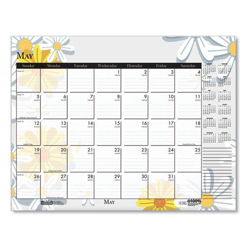 Recycled Desk Pad Calendar, Wild Flowers Artwork, 22 x 17, White Sheets, Black Binding/Corners,12-Month (Jan-Dec): 2024. Picture 10