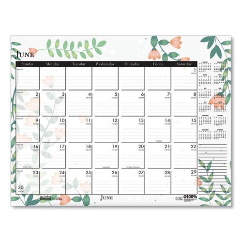 Recycled Desk Pad Calendar, Wild Flowers Artwork, 22 x 17, White Sheets, Black Binding/Corners,12-Month (Jan-Dec): 2024. Picture 11