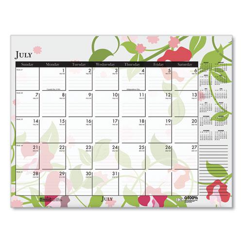 Recycled Desk Pad Calendar, Wild Flowers Artwork, 22 x 17, White Sheets, Black Binding/Corners,12-Month (Jan-Dec): 2024. Picture 3