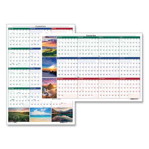Earthscapes Recycled Reversible/Erasable Yearly Wall Calendar, Nature Photos, 24 x 37, White Sheets, 12-Month (Jan-Dec): 2024. Picture 1