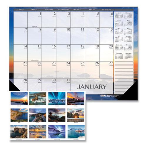 Recycled Earthscapes Desk Pad Calendar, Seascapes Photography, 22 x 17, Black Binding/Corners,12-Month (Jan to Dec): 2024. Picture 1