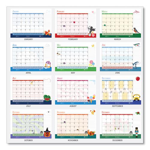 Recycled Desk Pad Calendar, Illustrated Seasons Artwork, 22 x 17, Black Binding/Corners,12-Month (Jan to Dec): 2024. Picture 4