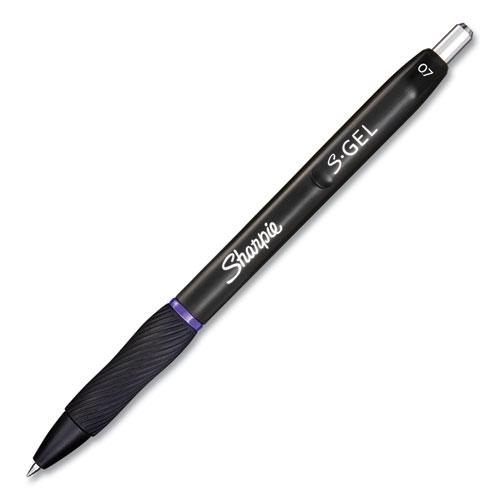 S-Gel High-Performance Gel Pen, Retractable, Medium 0.7 mm, Purple Ink, Black Barrel, Dozen. Picture 4
