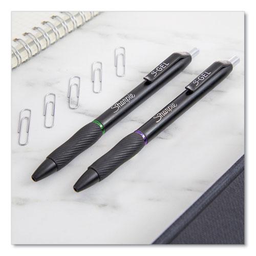 S-Gel High-Performance Gel Pen, Retractable, Medium 0.7 mm, Purple Ink, Black Barrel, Dozen. Picture 2