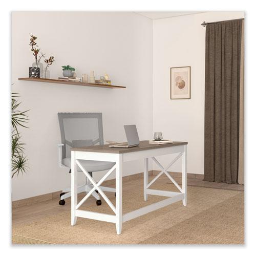 Mesh Back Fabric Task Chair, Supports Up to 275 lb, 17.32" to 21.1" Seat Height, Gray Seat, Gray Back. Picture 2