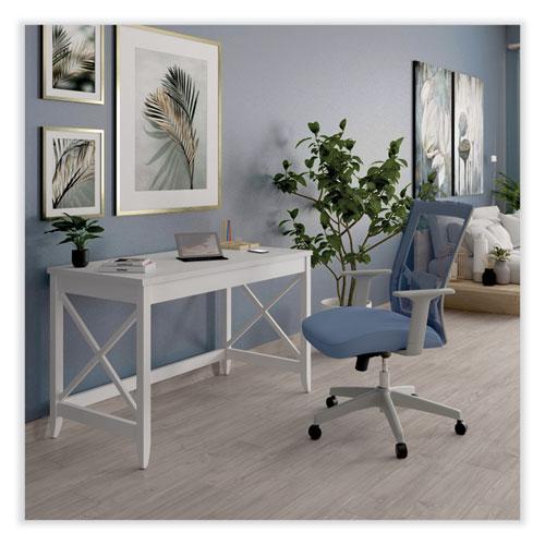 Mesh Back Fabric Task Chair, Supports Up to 275 lb, 17.32" to 21.1" Seat Height, Seafoam Blue Seat/Back. Picture 2