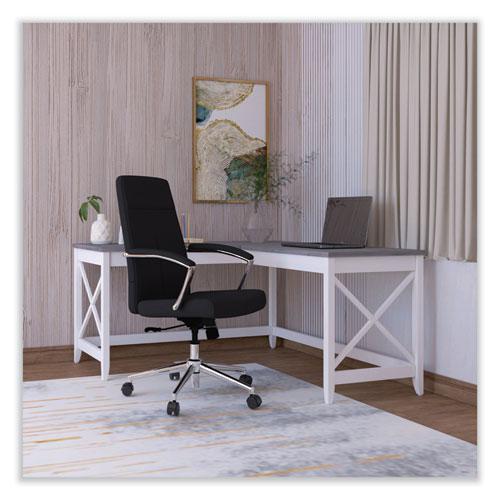 L-Shaped Farmhouse Desk, 58.27" x 58.27" x 29.53", Gray/White. Picture 3