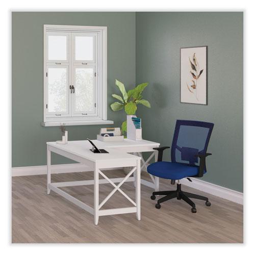 Mesh Back Fabric Task Chair, Supports Up to 275 lb, 17.32" to 21.1" Seat Height, Navy Seat, Navy Back. Picture 3