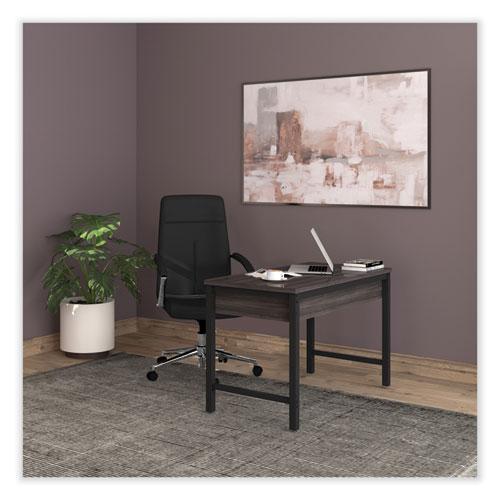 Leather Task Chair, Supports Up to 275 lb, 18.19" to 21.93" Seat Height, Black Seat, Black Back. Picture 10