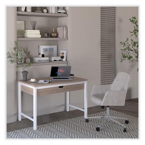 Modern Writing Desk, 47.24" x 23.62" x 29.92", Beigewood/White. Picture 3