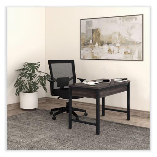 Mesh Back Fabric Task Chair, Supports Up to 275 lb, 17.32" to 21.1" Seat Height, Black Seat, Black Back. Picture 2