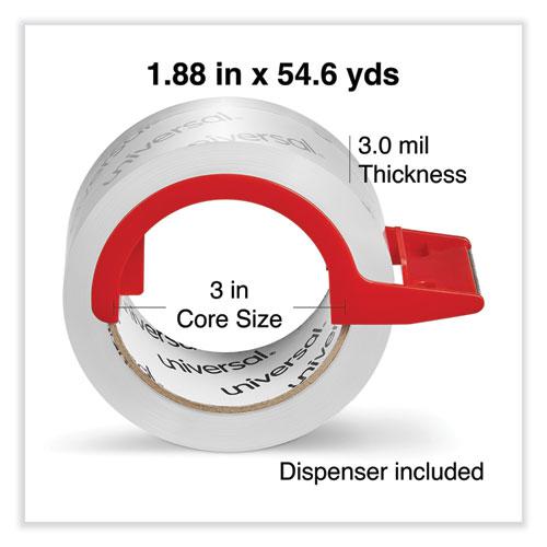 Heavy-Duty Acrylic Box Sealing Tape with Dispenser, 3" Core, 1.88" x 54.6 yds, Clear, 2/Pack. Picture 2