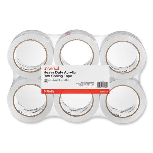 Heavy-Duty Acrylic Box Sealing Tape, 3" Core, 1.88" x 54.6 yds, Clear, 6/Pack. Picture 1