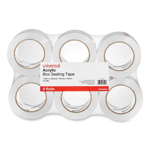 Deluxe General-Purpose Acrylic Box Sealing Tape, 2 mil, 3" Core, 1.88" x 109 yds, Clear, 6/Pack. Picture 1