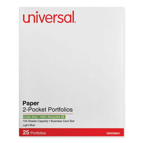Two-Pocket Portfolio, Embossed Leather Grain Paper, 11 x 8.5, Light Blue, 25/Box. Picture 1