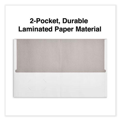 Two-Pocket Portfolio, Embossed Leather Grain Paper, 11 x 8.5, White, 25/Box. Picture 5