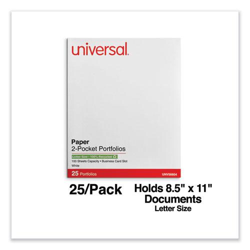 Two-Pocket Portfolio, Embossed Leather Grain Paper, 11 x 8.5, White, 25/Box. Picture 4