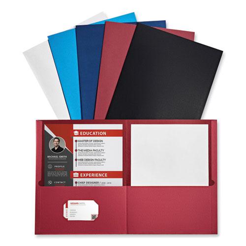 Two-Pocket Portfolio, Embossed Leather Grain Paper, 11 x 8.5, Assorted Colors, 25/Box. Picture 4