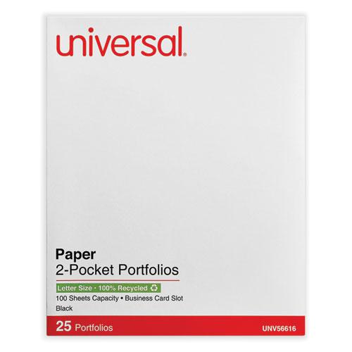 Two-Pocket Portfolio, Embossed Leather Grain Paper, 11 x 8.5, Black, 25/Box. Picture 1