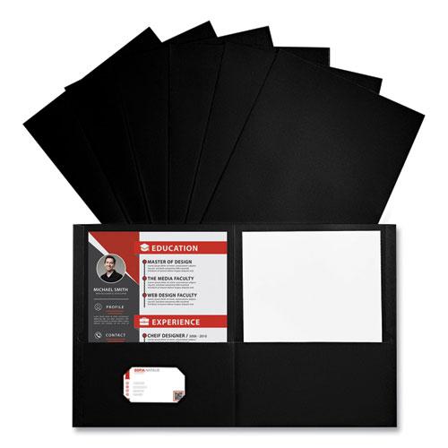 Two-Pocket Portfolio, Embossed Leather Grain Paper, 11 x 8.5, Black, 25/Box. Picture 4