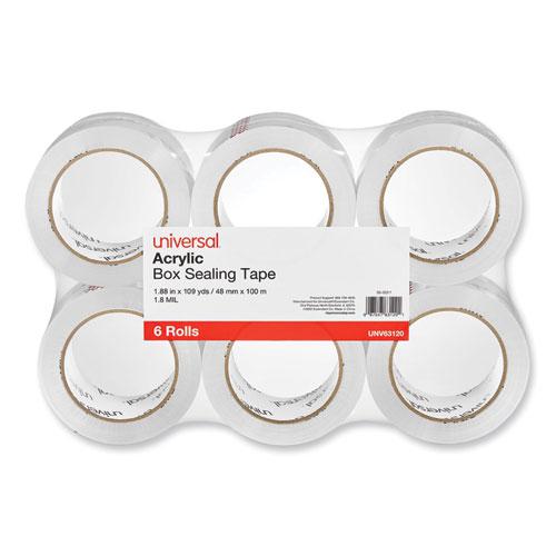 Deluxe General-Purpose Acrylic Box Sealing Tape, 1.7 mil, 3" Core, 1.88" x 109 yds, Clear, 6/Pack. Picture 1