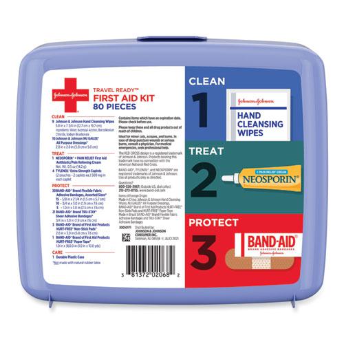 Red Cross Travel Ready Portable Emergency First Aid Kit, 80 Pieces, Plastic Case. Picture 3