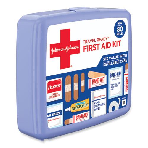 Red Cross Travel Ready Portable Emergency First Aid Kit, 80 Pieces, Plastic Case. Picture 4