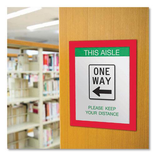 Self Adhesive Sign Holders, 11 x 17 Insert, Clear with Red Border, 2/Pack. Picture 3