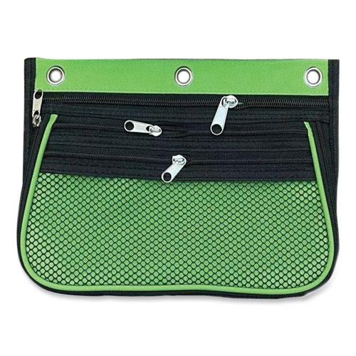 Three-Pocket Binder-Insertable Expandable Pencil Pouch, 10.25 x 7.5, Assorted Colors, 3/Pack. Picture 3