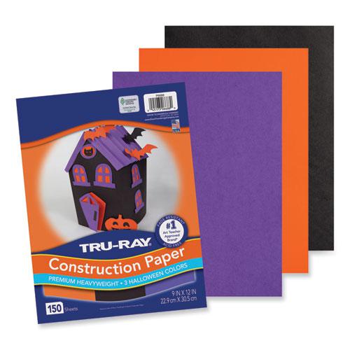 Tru-Ray Construction Paper, 70 lb Text Weight, 9 x 12, Assorted Halloween Colors, 150/Pack. Picture 4