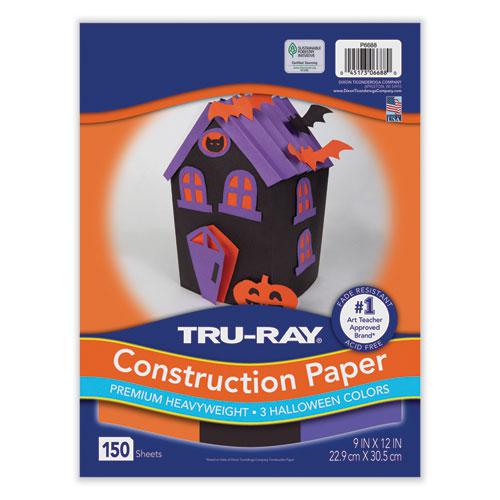 Tru-Ray Construction Paper, 70 lb Text Weight, 9 x 12, Assorted Halloween Colors, 150/Pack. Picture 1