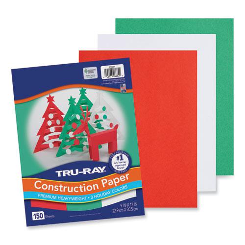 Tru-Ray Construction Paper, 70 lb Text Weight, 9 x 12, Assorted Holiday Colors, 150/Pack. Picture 4