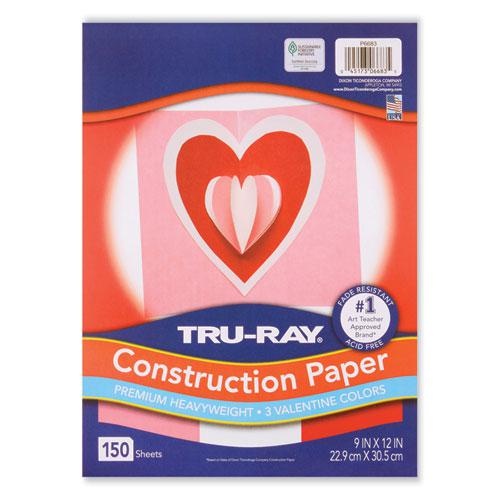 Tru-Ray Construction Paper, 70 lb Text Weight, 9 x 12, Assorted Valentine Colors, 150/Pack. Picture 1