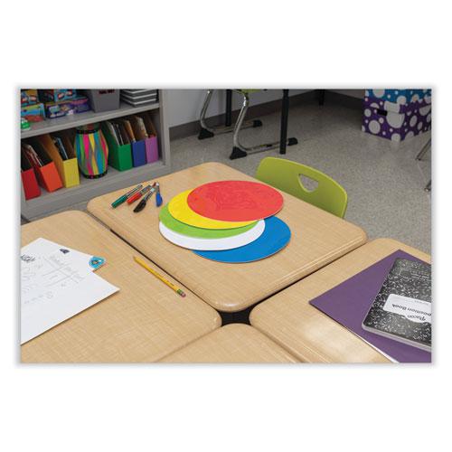 Self Stick Dry Erase Circles, 10 x 10, Blue/Green/Red/White/Yellow Surfaces, 10/Pack. Picture 3