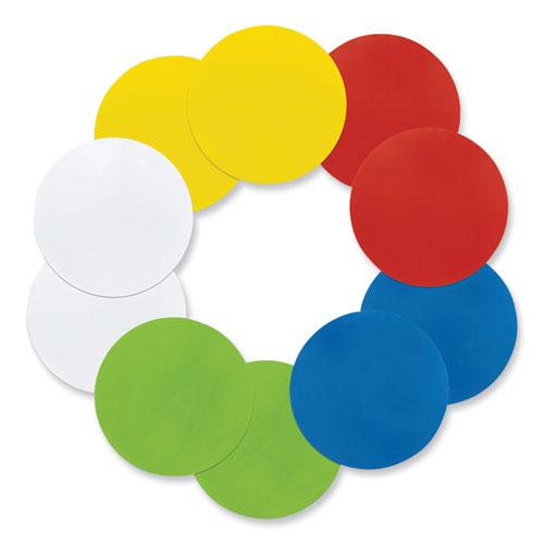 Self Stick Dry Erase Circles, 10 x 10, Blue/Green/Red/White/Yellow Surfaces, 10/Pack. Picture 1