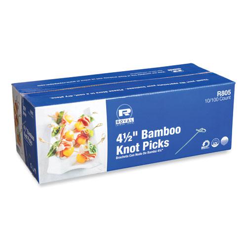 Knotted Bamboo Pick, Natural, 4.5", 100 Pack, 10 Packs/Carton. Picture 1