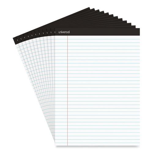 Premium Ruled Writing Pads with Heavy-Duty Back, Wide/Legal Rule, Black Headband, 50 White 8.5 x 11 Sheets, 12/Pack. Picture 1