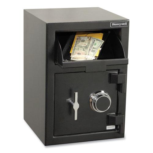 Steel Depository Safe with Combo Lock, 14 x 14.2 x 20, 1.06 cu ft, Black. Picture 3