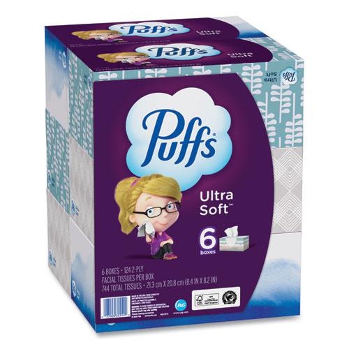 Ultra Soft Facial Tissue, 2-Ply, White, 124 Sheets/Box, 6 Boxes/Pack, 4 Packs/Carton. Picture 3
